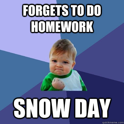 forgets to do homework snow day  Success Kid