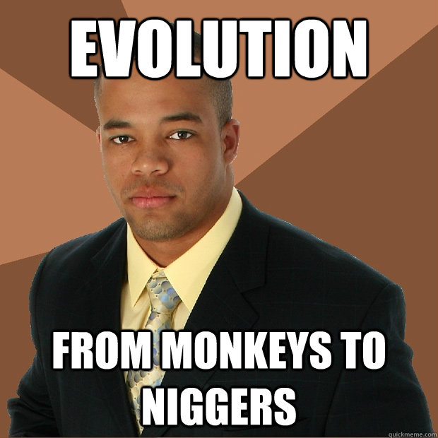 Evolution  FROM MONKEYS TO NIGGERS - Evolution  FROM MONKEYS TO NIGGERS  Successful Black Man