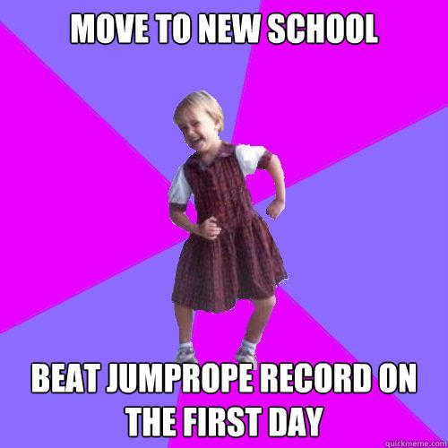 Move to new school Beat jumprope record on the first day  