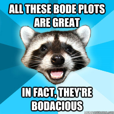 All these Bode plots are great In fact, they're bodacious  - All these Bode plots are great In fact, they're bodacious   Lame Pun Raccoon