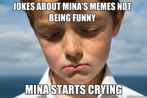 jokes about mina's memes not being funny mina starts crying   