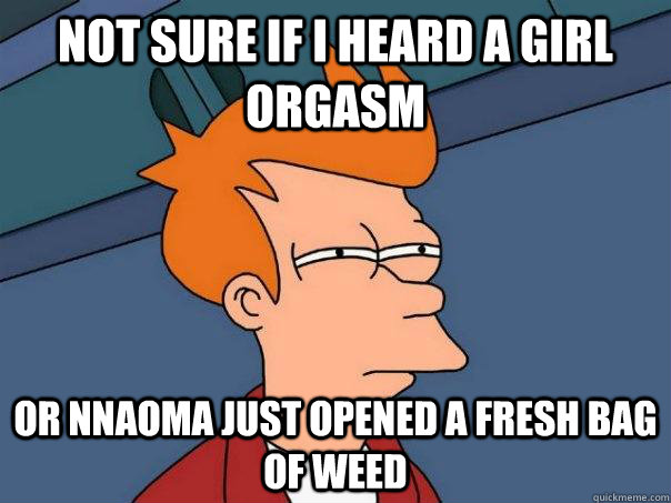 Not sure if I heard a girl orgasm Or nnaoma just opened a fresh bag of weed - Not sure if I heard a girl orgasm Or nnaoma just opened a fresh bag of weed  Futurama Fry