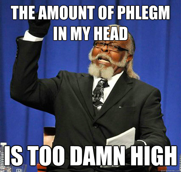 The amount of phlegm in my head Is too damn high  Jimmy McMillan