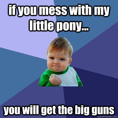 if you mess with my little pony... you will get the big guns  Success Kid