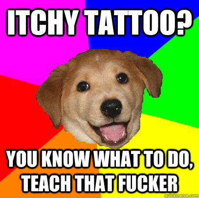 Itchy tattoo? you know what to do, teach that fucker  Advice Dog