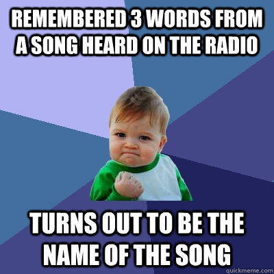 Remembered 3 words from a song heard on the radio turns out to be the name of the song  Success Kid