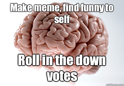 Make meme, find funny to self Roll in the down votes   Scumbag Brain