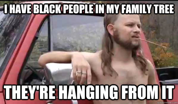 I have black people in my family tree They're hanging from it  Almost Politically Correct Redneck