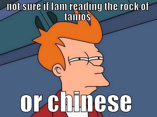 NOT SURE IF IAM READING THE ROCK OF TANIOS OR CHINESE Futurama Fry