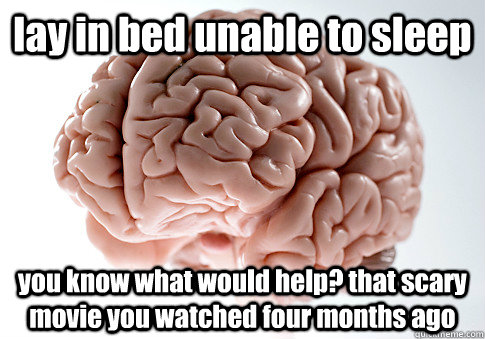 lay in bed unable to sleep you know what would help? that scary movie you watched four months ago   Scumbag Brain