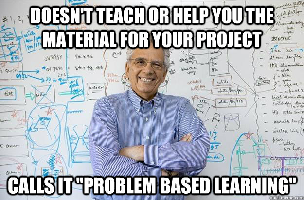 Doesn't teach or help you the material for your project calls it 