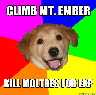 climb mt. ember kill moltres for exp  Advice Dog