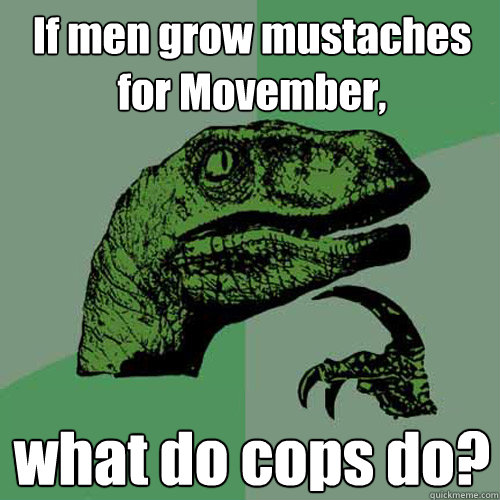 If men grow mustaches for Movember, what do cops do?  Philosoraptor