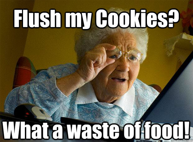 Flush my Cookies? What a waste of food!   Caption 5 goes here  Grandma finds the Internet