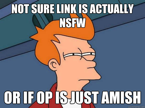 Not sure link is actually NSFW Or if OP is just amish  Futurama Fry