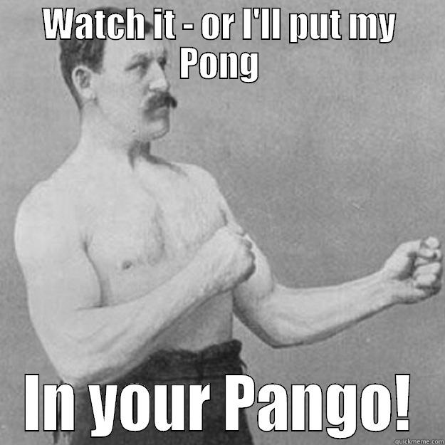 WATCH IT - OR I'LL PUT MY PONG IN YOUR PANGO! overly manly man