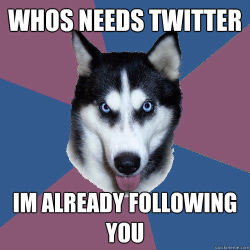 whos needs twitter Im already following you  Creeper Canine