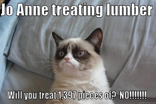 JO ANNE TREATING LUMBER  WILL YOU TREAT 1,397 PIECES OF?  NO!!!!!!! Grumpy Cat