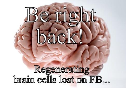 BE RIGHT BACK! REGENERATING BRAIN CELLS LOST ON FB... Scumbag Brain