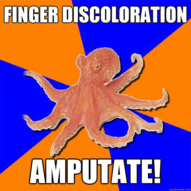 Finger discoloration amputate!  Online Diagnosis Octopus