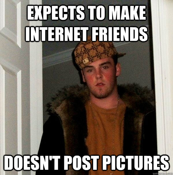 Expects to make internet friends Doesn't post pictures  Scumbag Steve