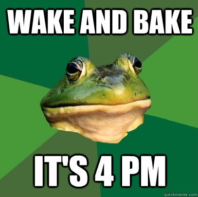 Wake and bake It's 4 pm  Foul Bachelor Frog