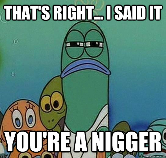 That's right... I said it you're a nigger - That's right... I said it you're a nigger  Serious fish SpongeBob