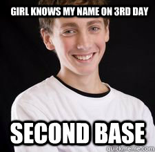 Girl knows my name on 3rd day second base - Girl knows my name on 3rd day second base  High School Freshman