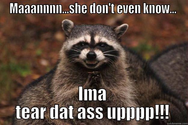 MAAANNNN...SHE DON'T EVEN KNOW... IMA TEAR DAT ASS UPPPP!!! Evil Plotting Raccoon