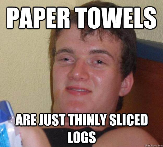 Paper towels are just thinly sliced logs - Paper towels are just thinly sliced logs  10 Guy