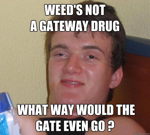 weed's not 
a gateway drug  what way would the gate even go ?  10 Guy