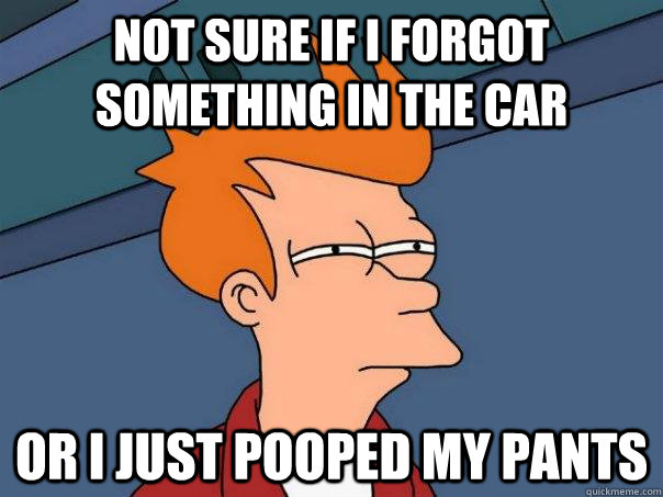 Not sure if I forgot something in the car Or I just pooped my pants  Futurama Fry