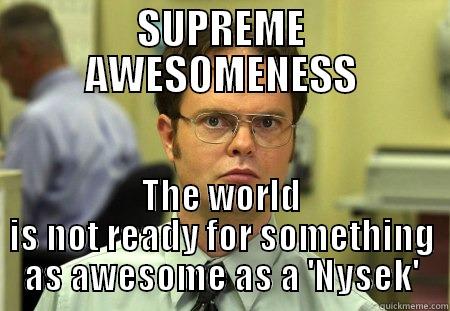 SUPREME AWESOMENESS THE WORLD IS NOT READY FOR SOMETHING AS AWESOME AS A 'NYSEK' Schrute