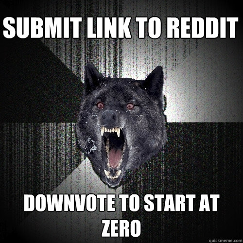 Submit link to Reddit downvote to start at zero  Insanity Wolf bangs Courage Wolf