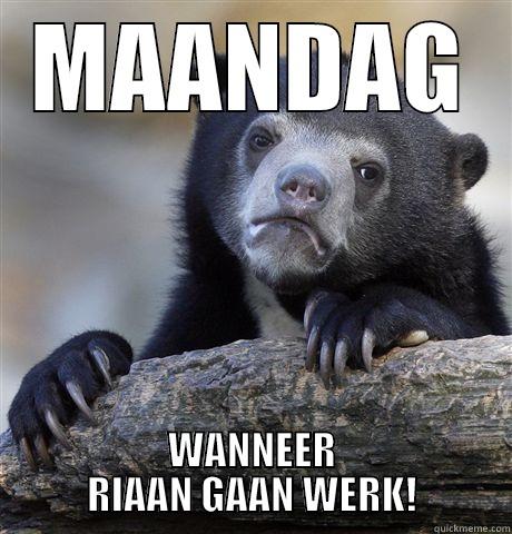 MAANDAG WANNEER RIAAN GAAN WERK! Confession Bear