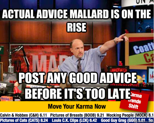 Actual Advice Mallard is on the rise  post any good advice before it's too late  - Actual Advice Mallard is on the rise  post any good advice before it's too late   Mad Karma with Jim Cramer