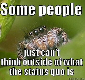 Misunderstood Spider Some people just can't think outside of what the status quo is - SOME PEOPLE  JUST CAN'T THINK OUTSIDE OF WHAT THE STATUS QUO IS Misunderstood Spider