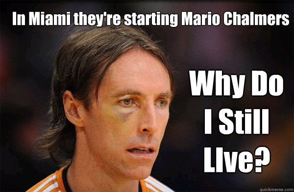 In Miami they're starting Mario Chalmers Why Do I Still LIve?  