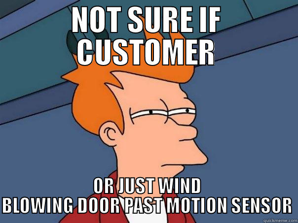 NOT SURE IF CUSTOMER OR JUST WIND BLOWING DOOR PAST MOTION SENSOR Futurama Fry