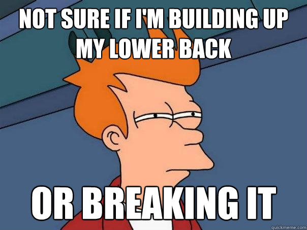 Not sure if I'm building up my lower back Or breaking it  Futurama Fry