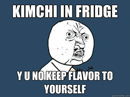 kimchi in fridge y u no keep flavor to yourself  - kimchi in fridge y u no keep flavor to yourself   Y U No