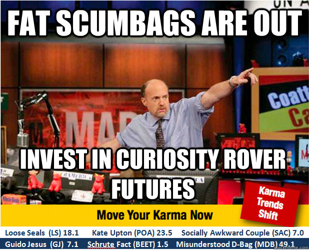 fat scumbags are out invest in curiosity rover futures  Jim Kramer with updated ticker