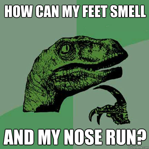 How can my feet smell and my nose run?  Philosoraptor