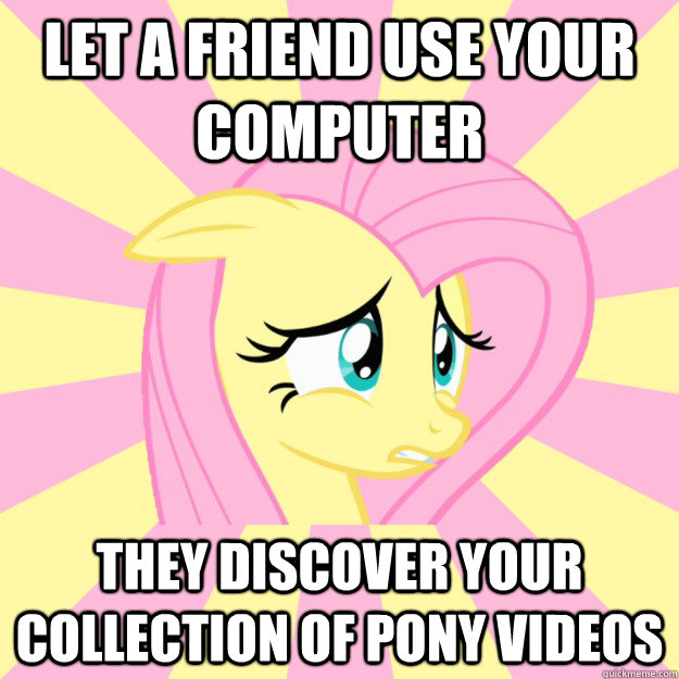 Let a friend use your computer they discover your collection of pony videos - Let a friend use your computer they discover your collection of pony videos  Socially awkward brony