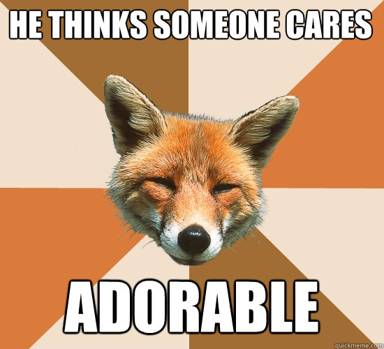 He thinks someone cares ADORABLE  Condescending Fox