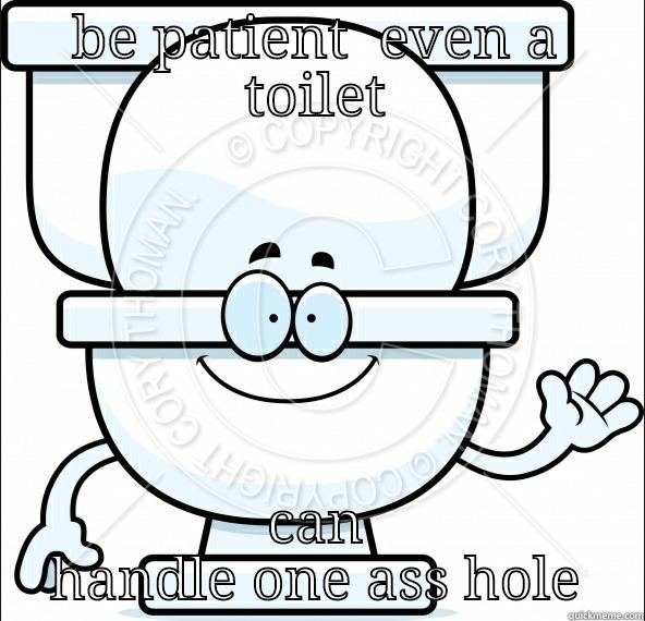 BE PATIENT  EVEN A TOILET CAN HANDLE ONE ASS HOLE Misc