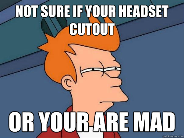 Not sure if your headset cutout Or your are mad  Futurama Fry