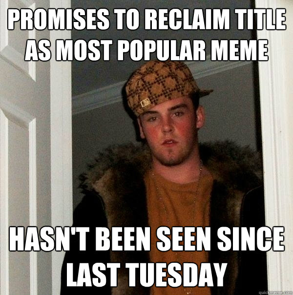 promises to reclaim title as most popular meme hasn't been seen since last tuesday  Scumbag Steve