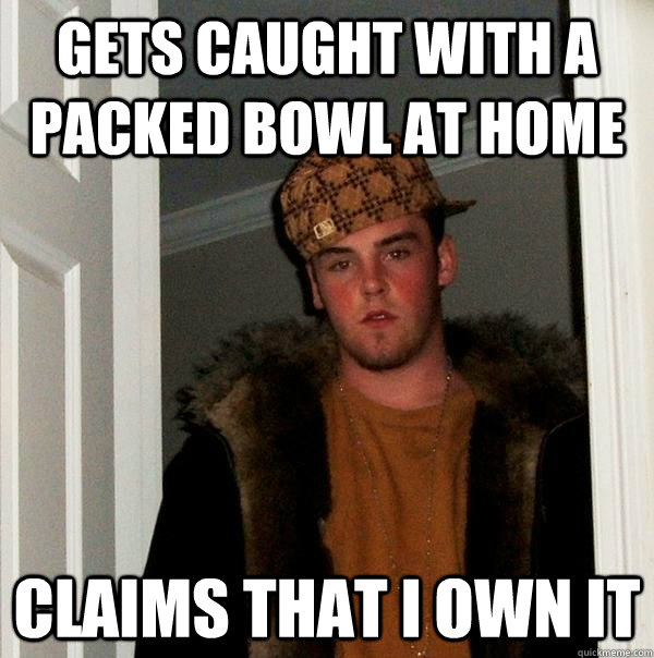 Gets caught with a packed bowl at home  claims that I own it   Scumbag Steve