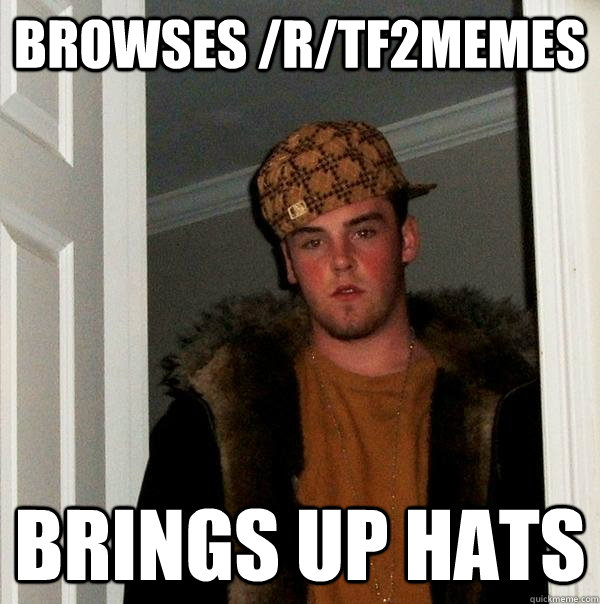 Browses /r/tf2memes brings up hats  Scumbag Steve